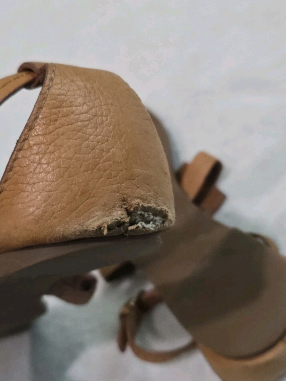 Women's Tory Burch Sandals Phoebe Flat Thong Royal Tan Leather Logo Size 8.5 - Picture 7 of 7